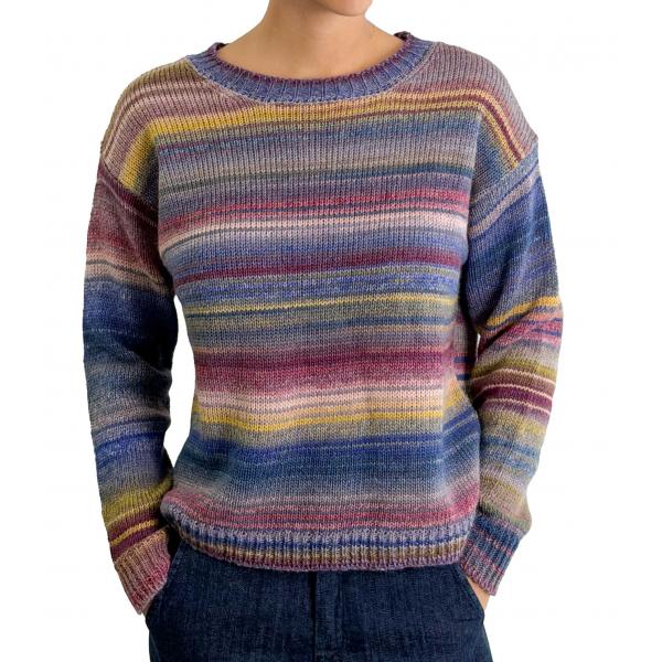 Maglione multicolor con righe girocollo